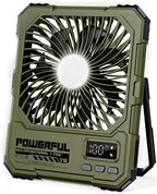 Portable Fan, Camping Fan, 20000mAh 6-Inch 18-85H Rechargeable Ultra Thin Foldable with Built-in Power Bank, LED Light, Remote Control, Hook for Outdoor Camping Tent RV Travel (Green)