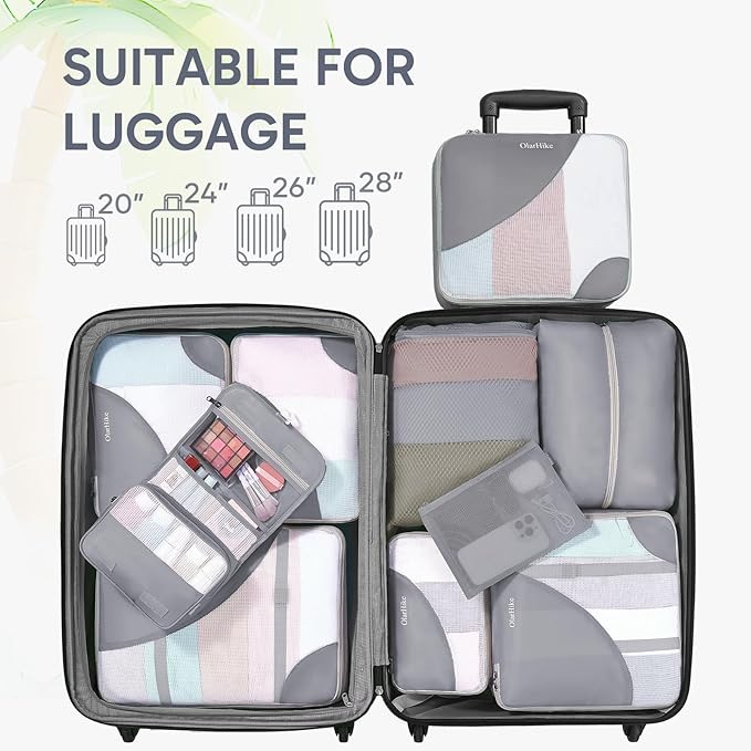 10 Set Packing Cubes for Travel, Gifts for Women Mom,Anti-Tearing Suitcase Organizer,OlarHike Vacation Essentials & Accessories for Cruise Ship