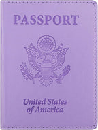 Passport Holder for Travel Men Women - Passport Cover, Passport Wallet Case Travel Essentials Travel Must Haves Accessories Blocking Leather Card Slot Protector for Stocking Stuffers Gifts, Purple