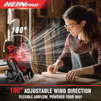 HEINPRO Battery Powered Fan Compatible with Milwaukee M18 18V Battery with AC Adapter (No Battery) Up to 650CFM, Variable Speed, Low Noise 30dB, Portable Cordless Fan for Camping, Jobsite