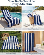 LANE LINEN Beach Towels 4 Pack - Premium 520 GSM Beach Towel, (30" x 60") 100% Cotton Pool Towel for Adults - Qick Dry Large Towels, Soft & Highly Absorbent Set for Travel & Vacation - Ocean Breeze