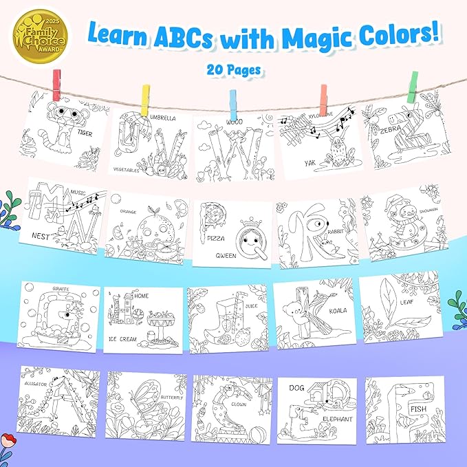 JoyCat Paint with Water Coloring Books for Toddlers, Watercolor Painting Sets for Kids Ages 3-5 4-8, Arts and Crafts Drawing Activities Toy Birthday Gifts for Boys Girls (Alphabet)