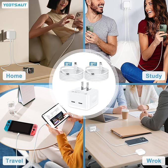 USB C Charger Block, 35W Dual USB-C Port Compact Power Adapter for Phone 17/16/15/14/13/15 Pro/Pro Max/Plus/XS/XR/X,Galaxy, Pixel,i Pad, AirPods, MacBook Air and More