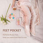 Tirrinia Travel Blanket Pillow - Wearable Airplane Blanket with Feet Pockets for Long Flights, Airplane Accessories Blanket Robe for Women and Men, Gift for Her