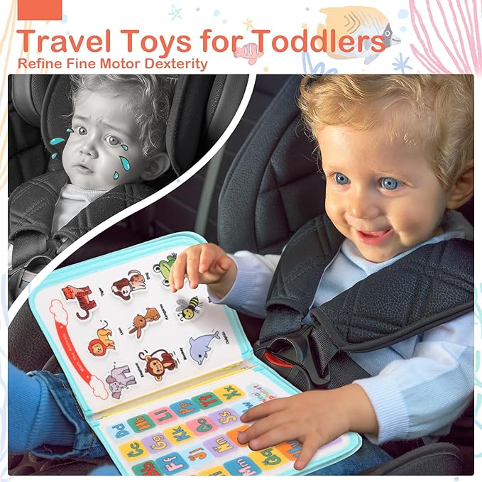 Teefrye Toddler Busy Board Montessori Toys for Toddlers 1-3 Year Old Educational Activity Book Board Sensory Travel Toys Ages 2-4 Preschool Learning Fine Motor Skills Toy Quiet Book Gift for Kids