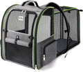 Large Cat Backpack Carrier Expandable Pet Carrier Backpack for Small Dogs Medium Cats Fit Up to 18 Lbs,Dogs Foldable Puppy Backpack Carrier for Travel, Hiking,Grey with Green Edge,L