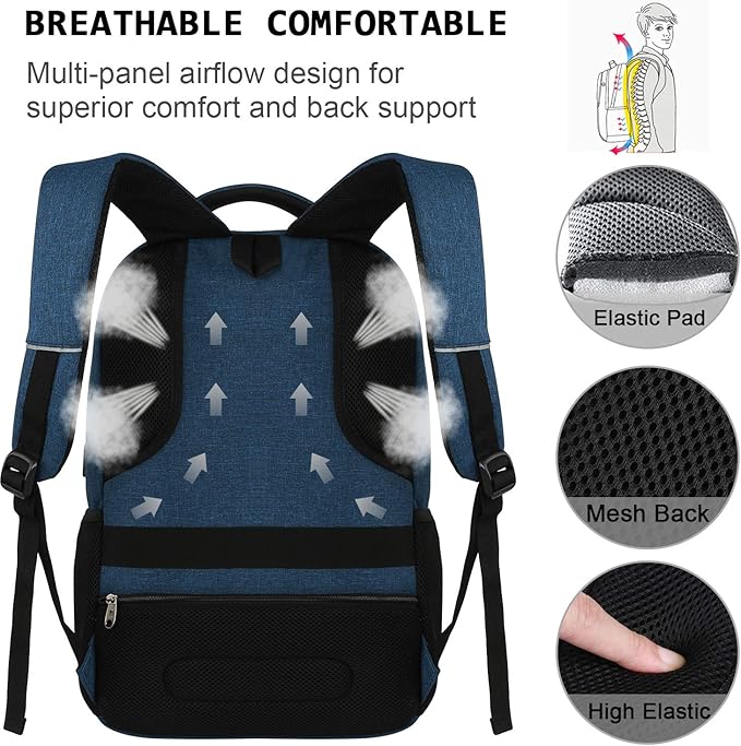 Volher Laptop Backpack,Business Travel Anti Theft Slim Durable Laptops Backpack,Water Resistant College Computer Bag for Women & Men Fits 15.6 Inch Laptop and Notebook - Blue