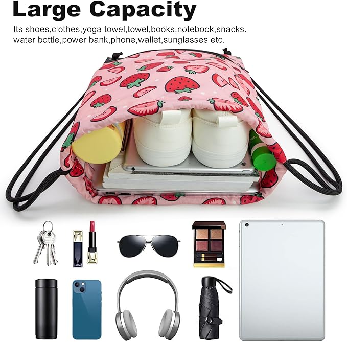 HOLYLUCK Drawstring Backpack Bag Sport Gym Sackpack