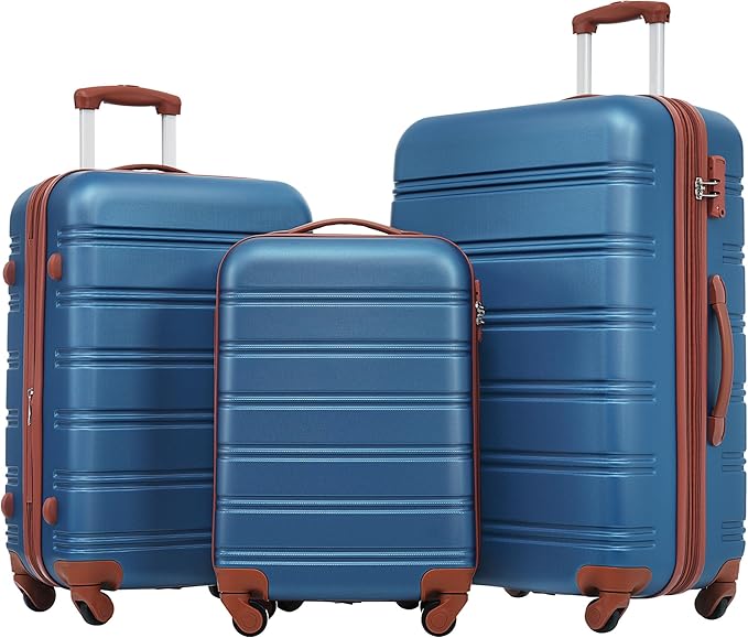 3 Piece Luggage Sets Hardside Spinner Suit Case with TSA Lock 20" 24' 28" Available