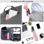 Compact Travel Umbrella for Purse - Flat Handle, Waterproof for Light Rain