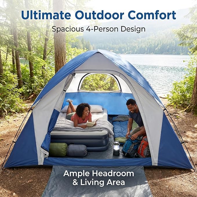 XL 1/2/3/4 Person Dome Camping Tent,Tents for Camping,Tents for Camping Waterproof,Double Layer Waterproof, Removable Rain Fly, for Outdoor Hiking, Fishing