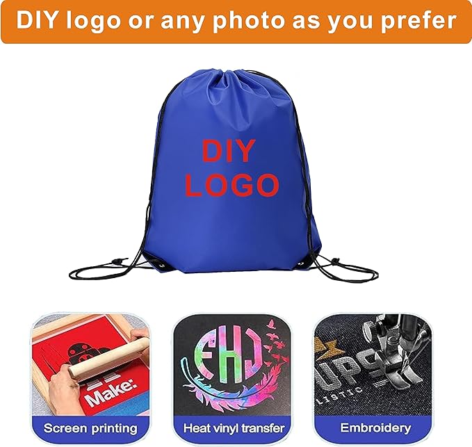 Drawstring Backpack Bulk 20 Pcs Draw String Backpack Bags DIY Gym Sports Traveling Yoga Cinch Bag Sackpack Drawstring (Royal Blue bluenoya)