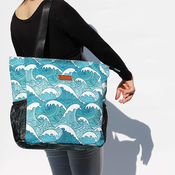 Original Floral Water Resistant Large Tote Bag Shoulder Bag for Gym Beach Travel Daily Bags Upgraded