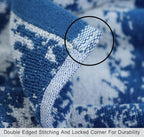 COTTON CRAFT Hooded Beach Towel – Oversized 39 x 68 Towel with Hood for Adults - Summer Wave - 100% Cotton Velour Terry Jacquard Towel - Pool Bath Wrap - 450 GSM - Soft Absorbent Quick Dry – Blue