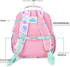 mibasies Toddler Backpack for Girls 2-4: Preschool Kindergarten Backpack - Cute Kids Backpacks for Girls - Flower Pink Turquoise