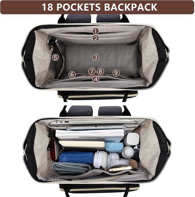Focdod Laptop Backpack for Women Work: Travel Backpack for Teacher Nurse 15.6 inch Laptop Bag Large Capacity BackPack Purse College Bookbag Computer Back pack Casual Daypack for Business