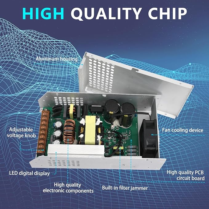 DC 60V 20A 1200W Power Supply 110V AC to DC 60V Converter 1200W Switch Power Supply Transformer for 60Volt Drive Sensor System Lamp Meter Controller Servo Electric Motor