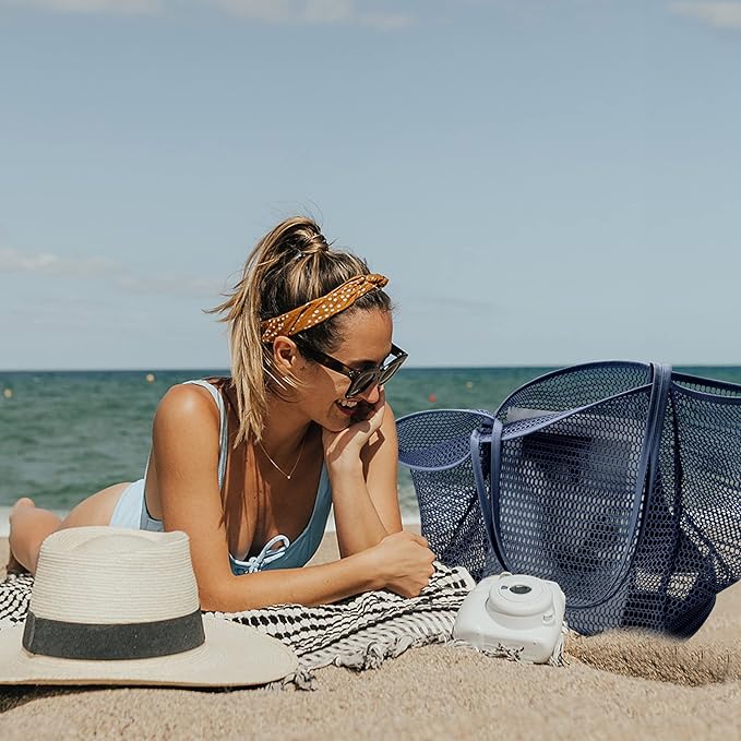 KALIDI Beach Nylon Mesh Tote Bag, Casual Tote Bag Hobo Women Foldable MAX 23L Shoulder Bag For Beach Picnic Vacation