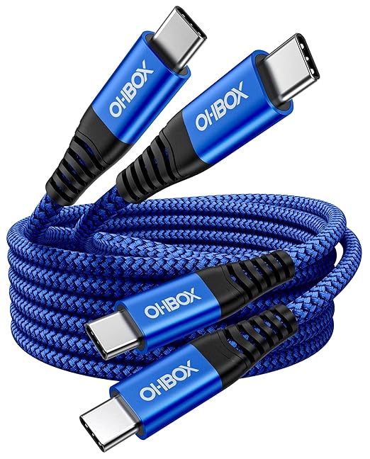 USB C to C Cable Fast Charging 6FT, 2Pack USB Type C Cable for Car Durable Braided iPhone USB C Charger Cable USBC to USBC Cord for iPhone 17/16/15/Pro Max/Plus, Samsung Galaxy S23 and More-Blue