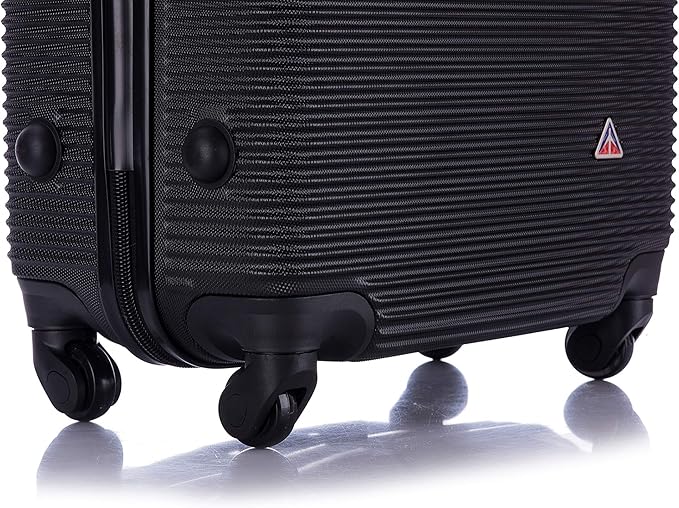InUSA ROYAL Hardside Luggage with Ergonomic Handles | Spacious Travel Suitcase with Four Spinner Wheels and Studs | 20 Inch Hardside Carry-On Spinner Luggage | Black