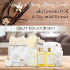 23Pcs Skin Spa Gifts for Women, Ylang Ylang Jasmine Bath & Body Gift Basket, Self-Care Relaxation Face Skin Kit, Lip Gloss, Cosmetic Bag, Manicure Set, Birthday, Christmas, Mother's Day, Anniversary