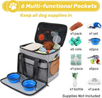 6 Set Dog Travel Bag, Large Pet Travel Kit for Supplies Includes 2 Food Containers, 1 Pet Organizer for Dogs, 2 Collapsible Bowls, 1 Treat Pouch, Dog Weekend Overnight Bag Luggage