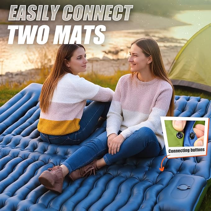 FUN PAC Camping Sleeping Pad,with Foot Pump and Pillow – Ultralight Compact Sleeping Mat for Backpacking, Hiking, Tent – Portable Single Inflatable Mattress for Outdoor
