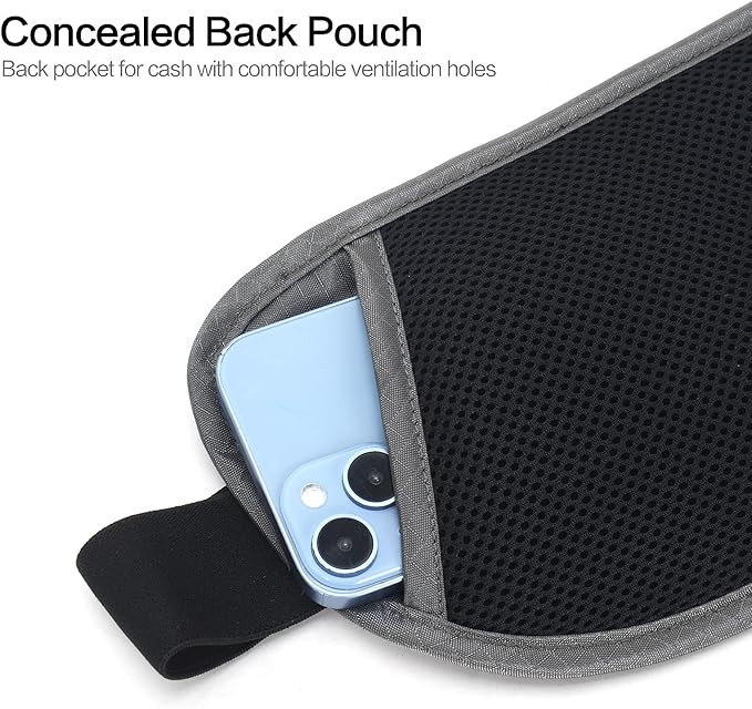 Slim RFID Blocking Money Belt for Travel - Anti-Theft Hidden Passport Holder Waist Wallet with Secure Pouch for Cash, Credit Cards & Phone Safe (Grey)