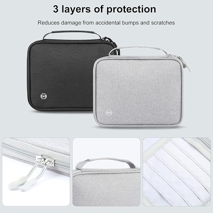 RFID Blocking Travel Wallet, RFID Passport Wallet for Women/Men,Tote Passport Holder for Travel Family, Waterproof Passport Holders Bag,Travel Document Organizer Credit Cards Case(Grey-Large)