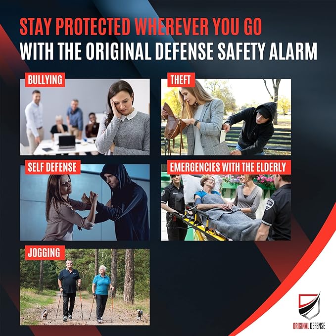 Original Defense® Siren Self-Defense Alarm - 130 dB Keychain Alarm with LED Strobe Light for Women, Children, and Elderly - Police Recommended - (White, 1 Count)