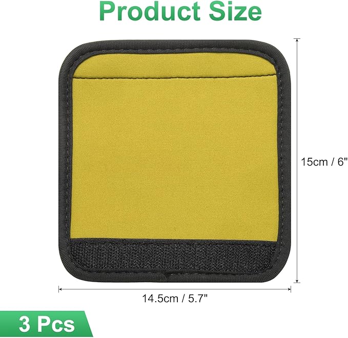uxcell 3 Pcs Luggage Handle Wrap for Suitcase, Neoprene Handbag Grip Cover Protector Luggage Identifiers Suitcase Handle Wraps for Luggage Shopping Bag Travel Bags, Yellow
