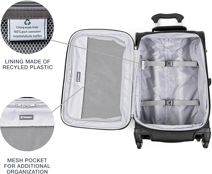 Travelpro Maxlite 5 Softside Expandable Luggage with 4 Spinner Wheels, Lightweight Suitcase, Men and Women, Black, Carry-on 21-Inch