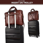 LEATHER VILLAGE 18" Leather Laptop Messenger Briefcase Bag for Men-Leather Satchel for Travel and Office Shoulder Bag-Red Brown