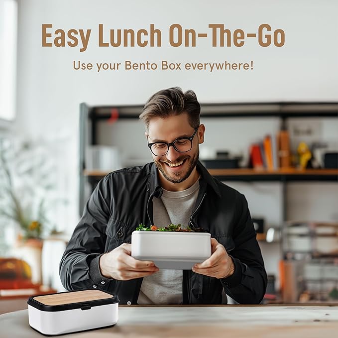 KARRICO Double Premium Bento Box Adult, 67 fl oz BPA-Free - Cream Stackable Lunch Box with Leak-Proof Lids & Dividers, Perfect for Meal Prep, Lunches & Portion Control