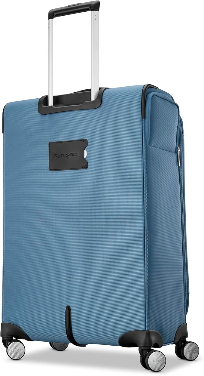 Samsonite 2-PC Soft-Sided 21/25” (Carry-On & Medium Checked), Lightweight Expandable Element Luggage Set: 2 Front Pockets & Side Pocket, Four Spinner Wheels, Adjustable Handle, Durable- Captains Blue