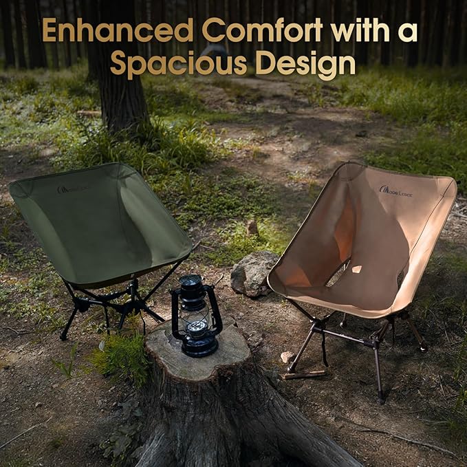 MOON LENCE Portable Camping Chair Plus, Larger & Roomier, Compact and Lightweight Still, Folding Chair for Backpacking & Hiking, 330Lbs Capacity (Black-2pack)