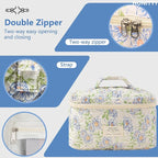Makeup Bag,Quilted Cosmetic Bags,Large Floral Make Up Organize bag,Makeup Bag Set for Women,Flower Travel Toiletry Bag