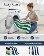 LANE LINEN Beach Towels 4 Pack - 520 GSM 100% Cotton Pool Towel for Adults – 30"x60" Beach Towels Oversized, Thick & Highly Absorbent - Super Soft & Quick Dry Cabana Stripe Large Towel Set - Suncrest