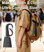 Mini Travel Umbrella with Carabiner Handle UPF 50+ Sun & Rain Protection Portable Manual Open Close Windproof Umbrella Small Compact Portable Parasol for Commuter Kids Women Men