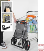 Foldable Puffer Grocery Shopping Cart with Wheels | Collapsible Personal Folding Cart for Groceries | Durable & Portable | Black