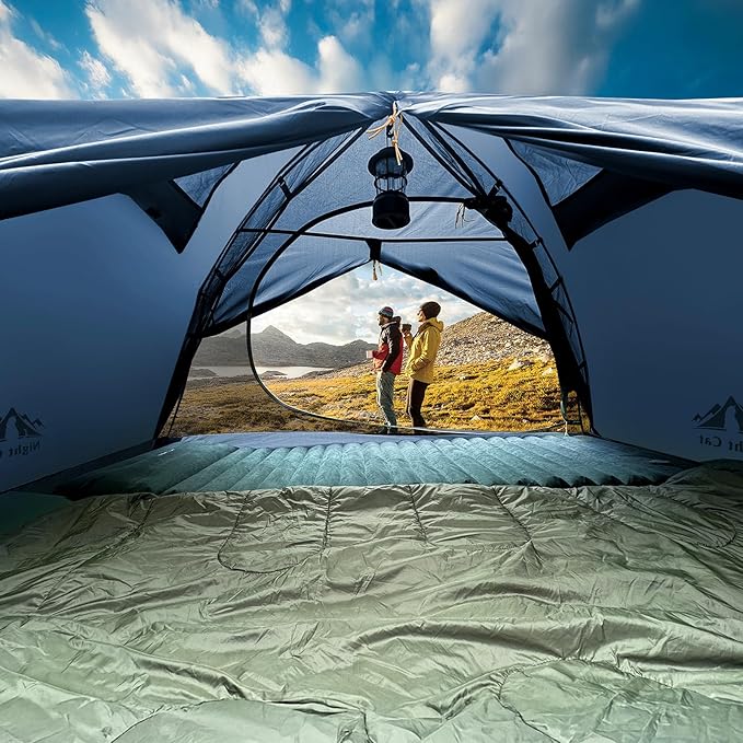 Night Cat 2-Persons Backpacking Tent: Waterproof Lightweight Camping Tent for Two People Hiking Outdoor Mountain with Aluminum Poles and Rainfly Green