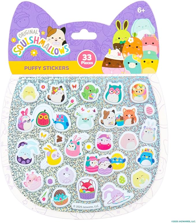 Original Squishmallows Puffy Stickers, 33 Stationery Stickers, Spring Theme