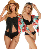 CHICGAL 2 Pieces Women Beach Sarong Bathing Suit Wrap Skirt Sheer Bikini Swimsuit Cover Ups for Swimwear