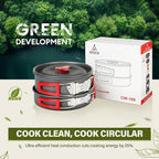 Alocs Camping Cookware Set - Lightweight Camping Pots and Pans - Portable Outdoor Cookware with Kettle - Camping Cookware Mess Kit for 2
