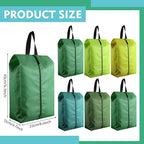 6 Pcs Travel Shoe Bags with Zipper Nylon Portable Waterproof Suitcase Shoe Organizer Packing for Golf(L,Green)