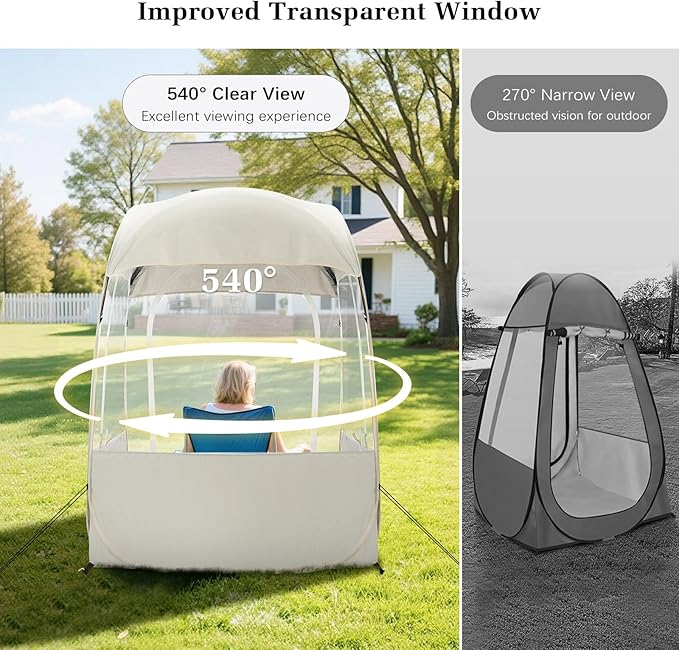Raynesys Sports Tent, Portable & Foldable Pop Up Tents Shelter with Carry Bag, Instant Weather Proof Clear View Bubble Tent for Fishing, Camping, Watching Sports Events