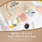 Trifabricy Beach Bags for Women, Large Beach Bag, Woven Straw Tote Bags Waterproof, Weaving Swim Shopping Travel Bag