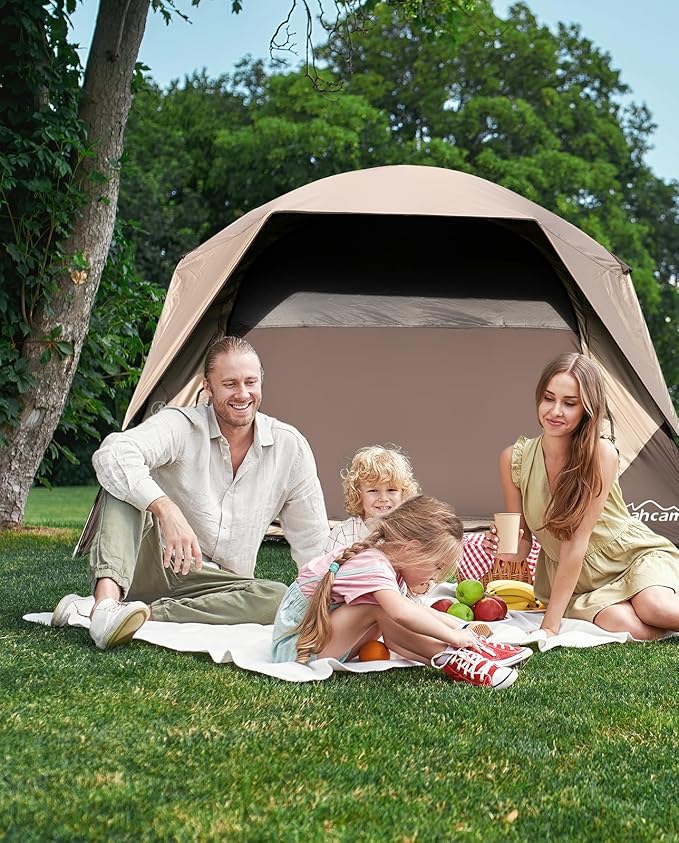 4/6 Person Blackout Camping Tent, Easy Setup Waterproof Family Dome Tent for Camping with Rainfly, Portable Double Layer Large Family Tent for Outdoor Camping&Hiking