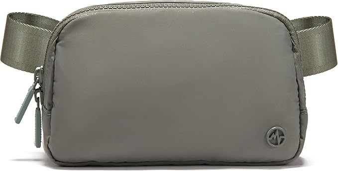 Pander Two Way Zipper Fanny Pack Nylon Everywhere Belt Bag for Women, Water Repellent Waist Packs, Crossbody Bags with Adjustable Strap (Grey Sage).