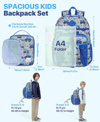 VASCHY Boy Kids Backpack & Lunch Bag Set, 2-in-1 School Bookbag with Insulated Lunch Box for Preschool, Daycare, Kindergarten & Elementary School – Construction Trucks